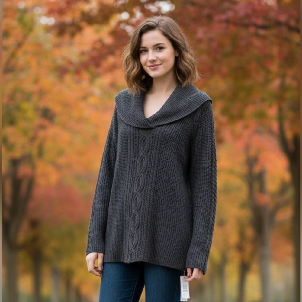 Jeanne Pierre medium 100% cotton sweater knit cowl neck NWT